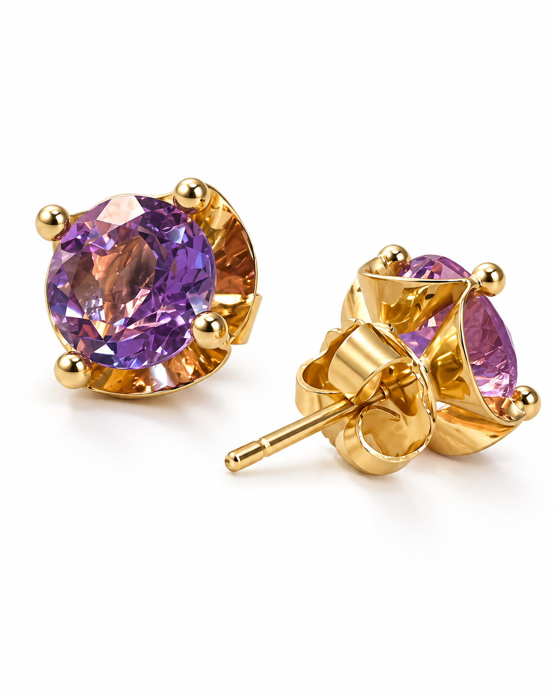 Pendientes amatistas y oro 18k