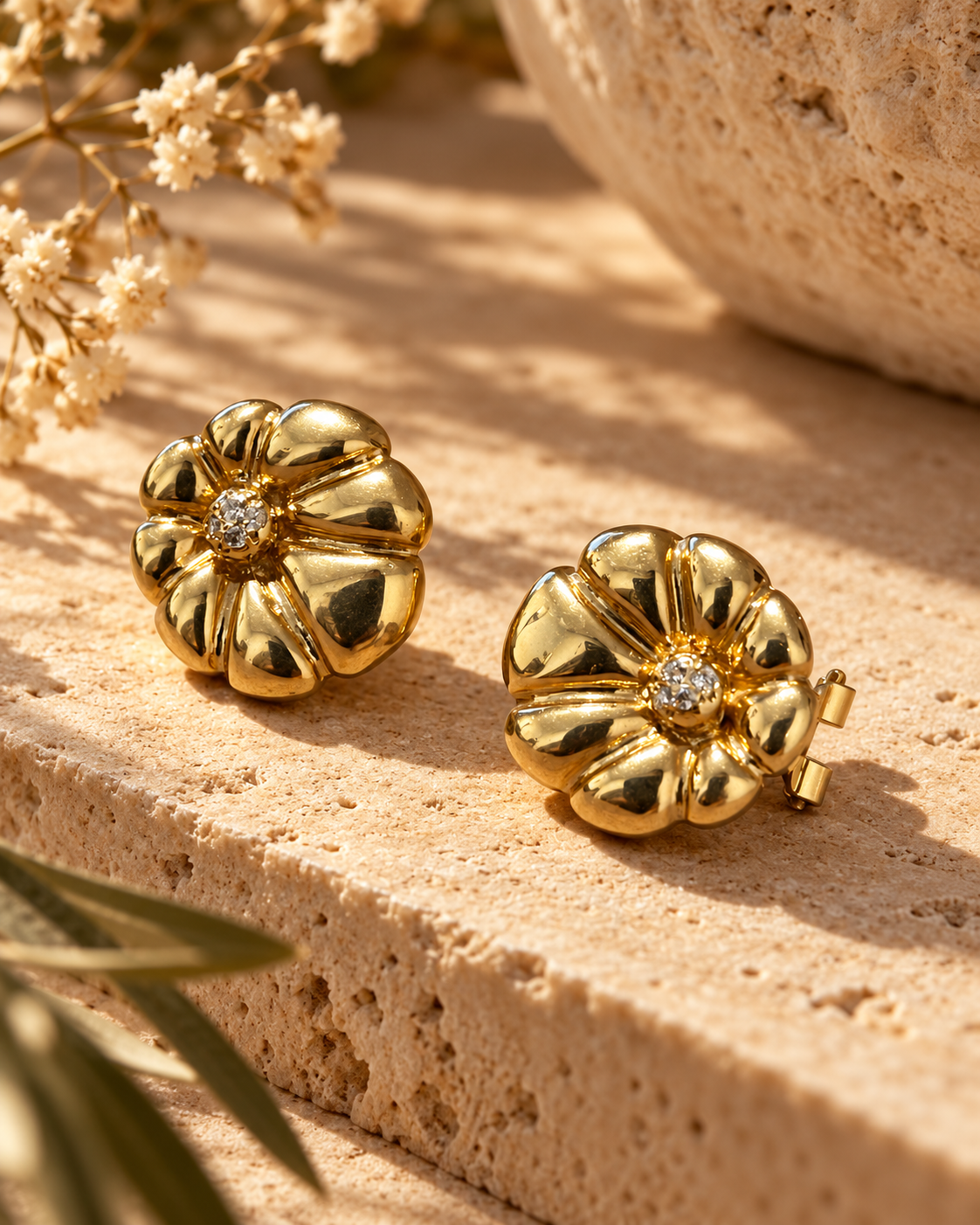 Pendientes flor oro y diamante