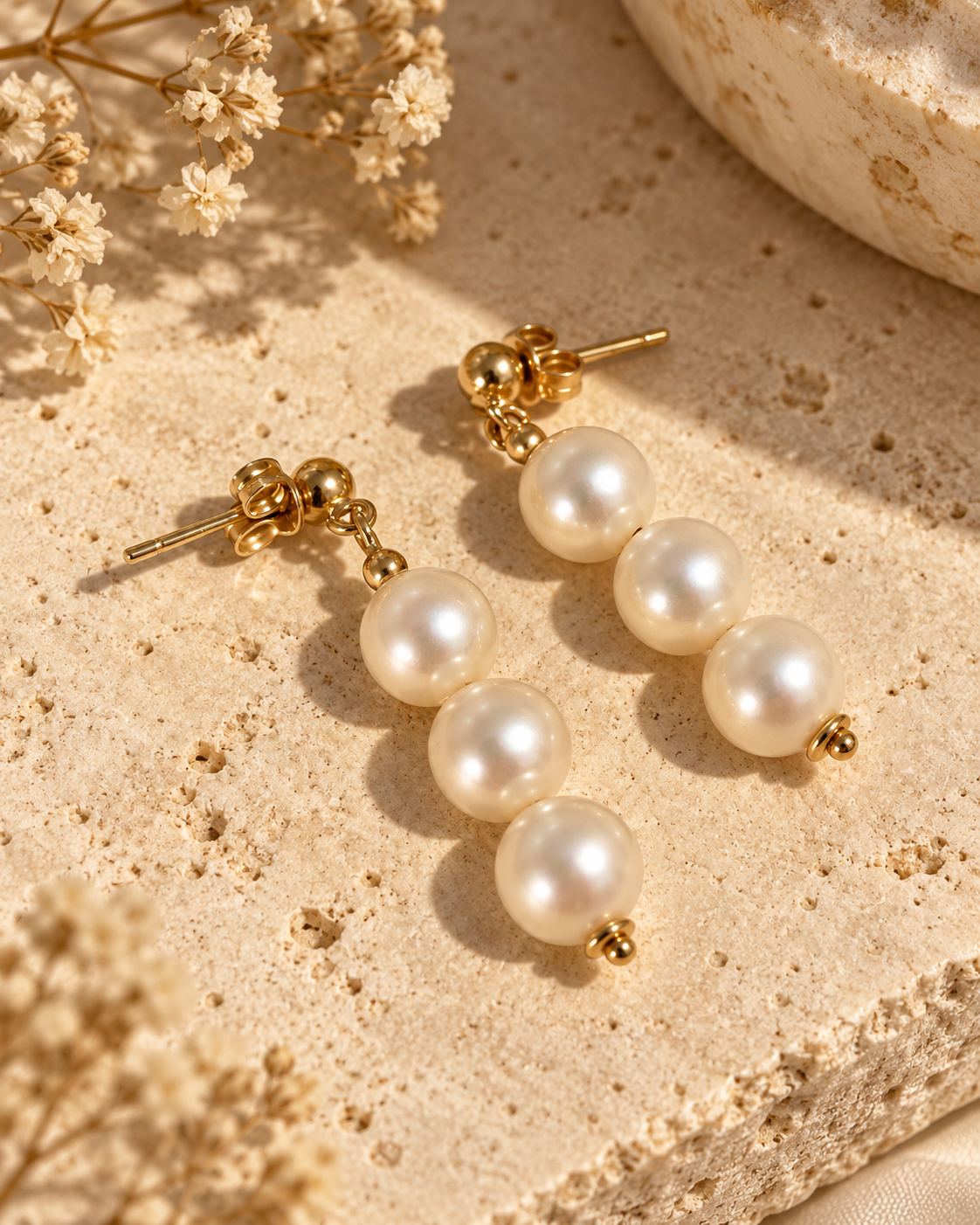 Pendientes perlas y oro