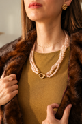 Collar cuarzo rosa y oro