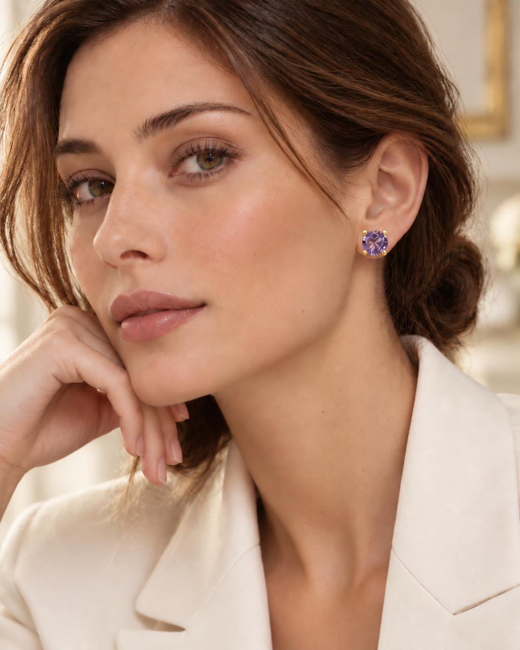 Pendientes amatistas y oro 18k