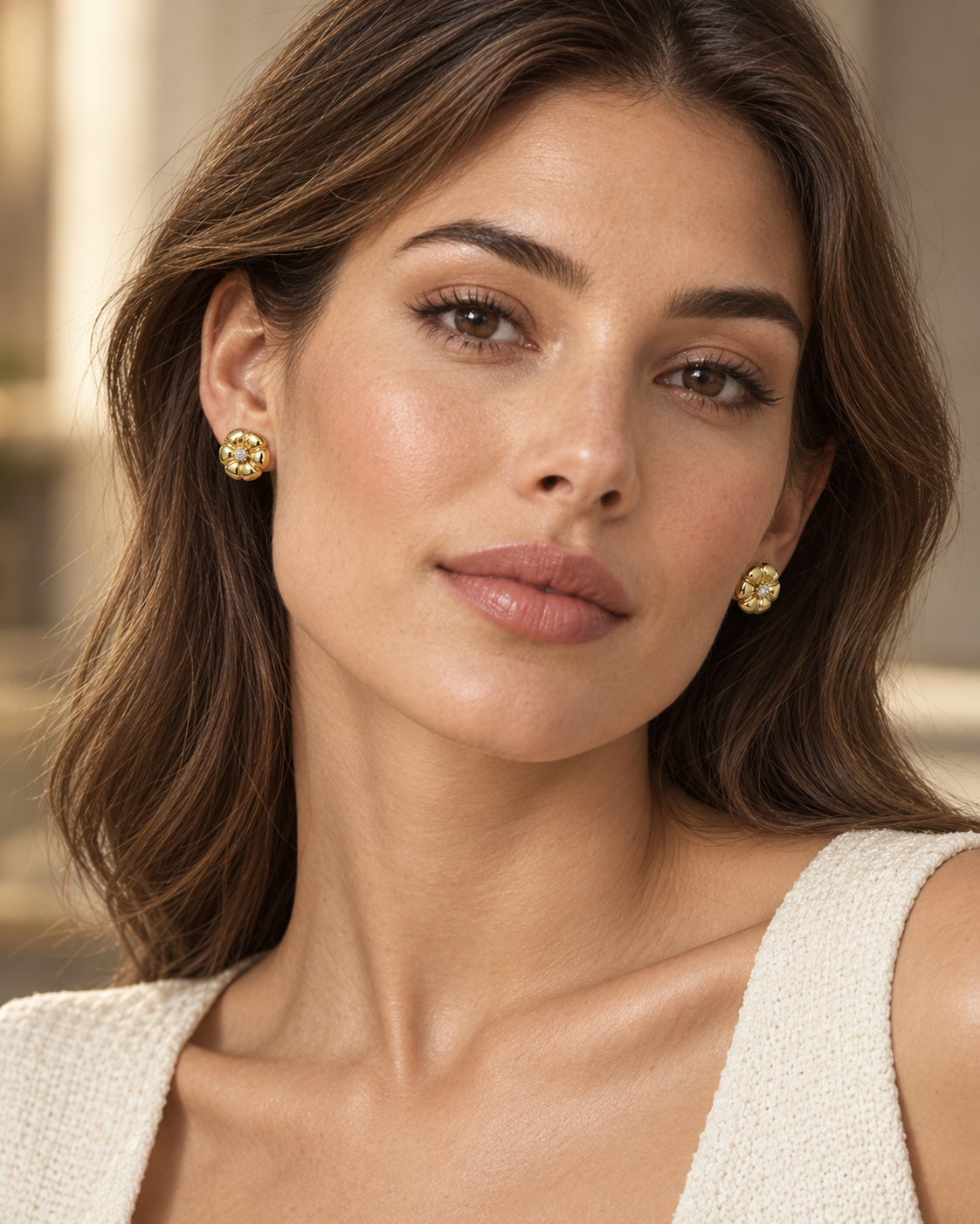Pendientes flor oro y diamante